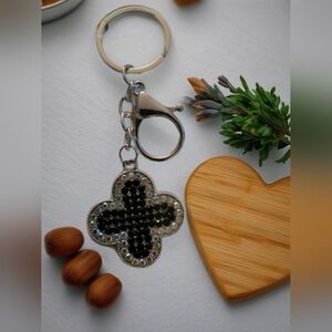Black and Silver Rhinestone Keychain